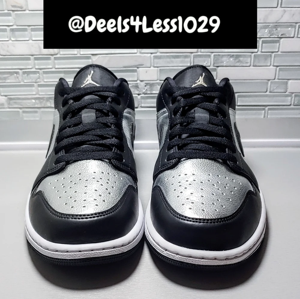 Nike Air Jordan 1 SE Low Mens Size 10.5/Womens 12 Black Metallic Silver White